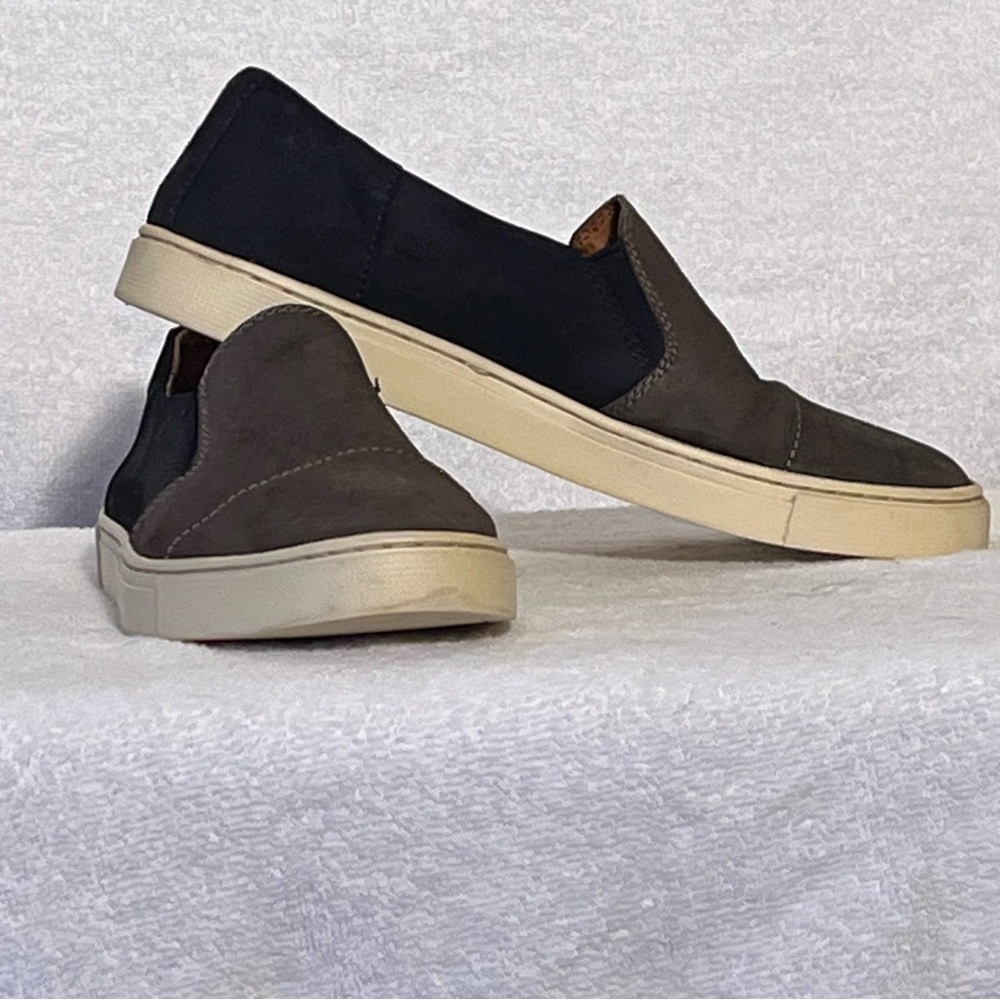 Frye suede Gemma slip ons grey and navy two tone shoes women’s 7.5